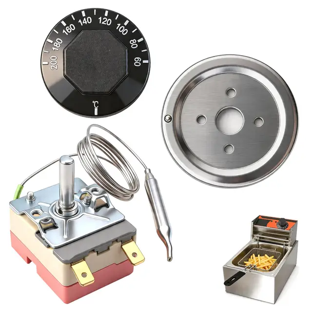 Thermostat Capillaire Universel pour Friteuse et Ventilateur de Radiateur Contrôle Précis de Température 0-205°C Remplacement Robuste pour Restauration et Usage Industriel Sonde en Acier Inoxydable