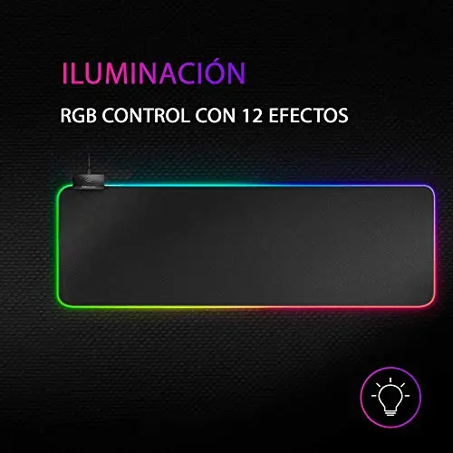 Mars Gaming MMPRGB2, Tapis de Souris Gaming XXL, RGB 12 Modes, Hub 2xUSB 2.0, Noir
