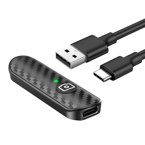 ATUMTEK Déclencheur à Distance Bluetooth, Design en Fibre de Carbone, Télécommande Rechargeable pour Caméra de Smartphones iOS et Android, Compacte et Portable, avec Chargement Type-C, Portée de 10m