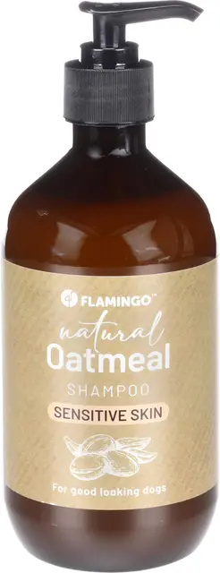 Shampoing Chien - shampoing pour Chien - 500ml - Spécialement la Peau Sensible - pour Le Traitement de la Peau sèche et irritée - Flamingo Shampooing Naturel à l'avoine