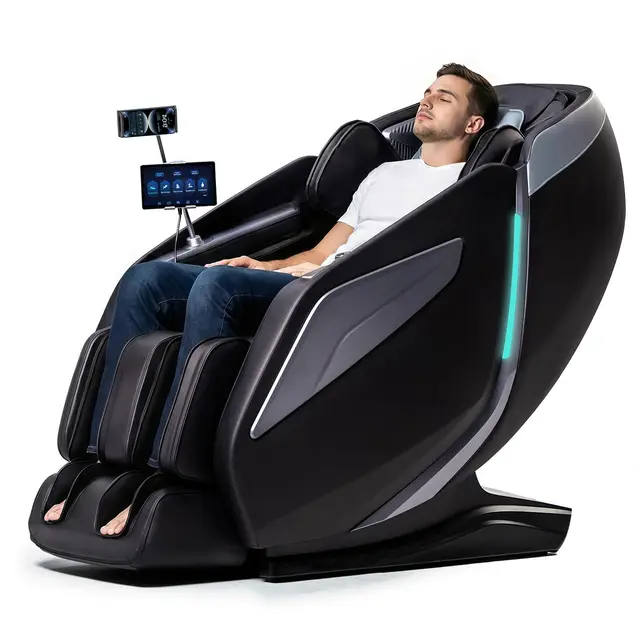 Fauteuil de massage complet du corps avec Zero Gravity Body Scan 4D Intelligent Shiatsu, chauffage du dos/des jambes avec commande vocale AI, Haut-parleur, Bluetooth, SL Track (noir)