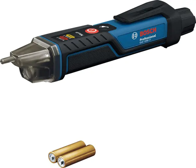 Bosch Professional testeur de tension sans contact GVD 1000-17 (IP67, double plage de tension 24-1000V AC, lampe de poche intégrée, clip de ceinture, testé CAT IV 1000V)