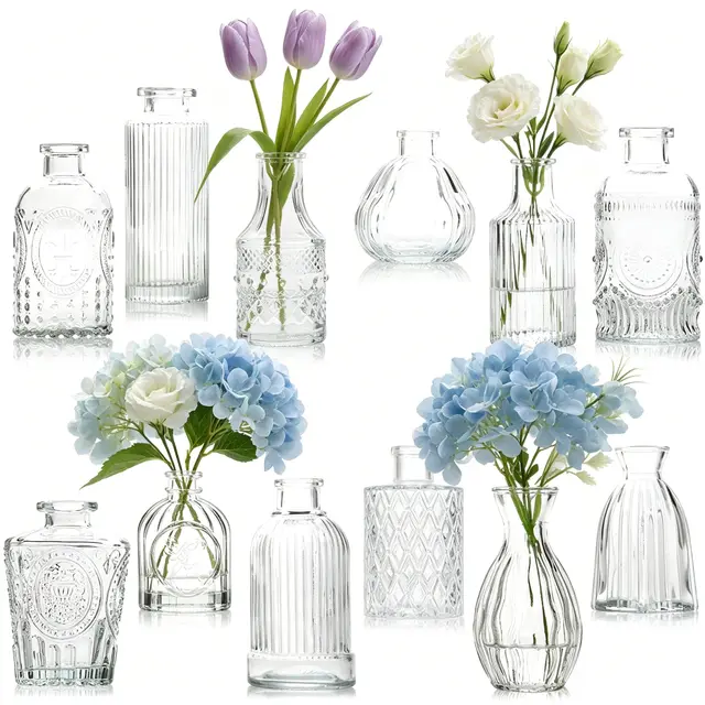 Otauoaea Lot de 12 Vases en Verre