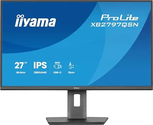 Iiyama Prolite Xb2797qsN-B1 27" Qhd Ips Monitor UsB-C Dock 75hz Schwarz