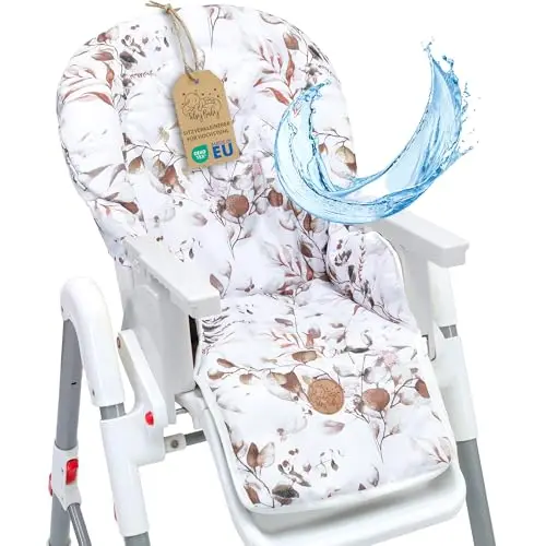 Housse chaise haute bebe - coussin assise pour bébé confortable coussins et housses pour chaises enfant avec un revêtement imperméable stable certificat Oeko-Tex Feuilles