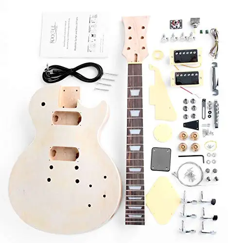 Rocktile - Kit guitare électrique style Single Cut DIY: corps acajou, table peuplier, électronique 2x humbucker, touche palissandre, manche vissé