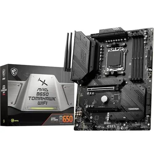 MSI MAG B650 Tomahawk WiFi Carte mère, ATX - pour Processeurs AMD Ryzen 7000, AM5 - VRM Duet Rail 14 Phases, SPS 80 A - DDR5 Memory Boost 6400+ MHz/OC, 2 x Slots PCIe 4.0 x16, 3 x Slots M.2 Gen4