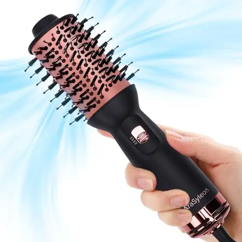 Brosse Soufflante de Voyage, Brosse Sèche-Cheveux 3-en-1 avec 3 Températures et 3 Vitesses, Ultra Légère 275g, 110-240V, 700W, Fournie avec Sac de Rangement et Gants Anti-Chaleur