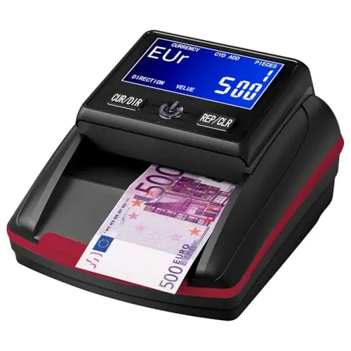 Détecteur de Faux Billets Portable Stanew, Compteuse de Billets Batterie Rechargeable Incluse,Pour Vérifier Billets Euros, Dollars, Livre Sterling, Vitesse de Vérification Rapide,Rouge