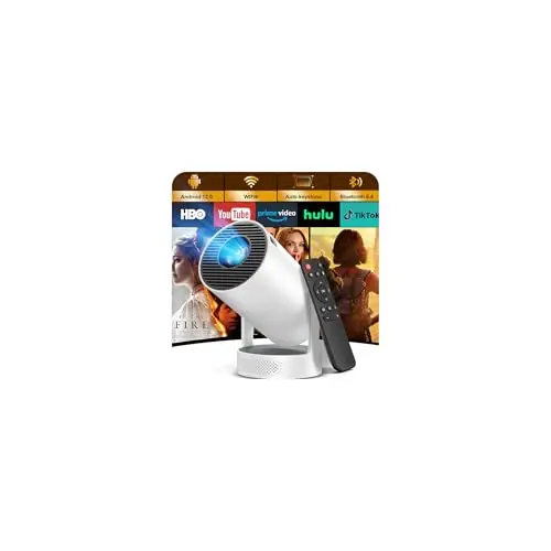 Videoprojecteur Portable avec WiFi 6 Bluetooth 5.4 Mini Projecteur Vidéo 1080P Supporte 4K, Projecteur Rotation 270° pour Téléphone HDMI USB, Haut-Parleur, pour Intérieur/Extérieur/Camping/Soirée​