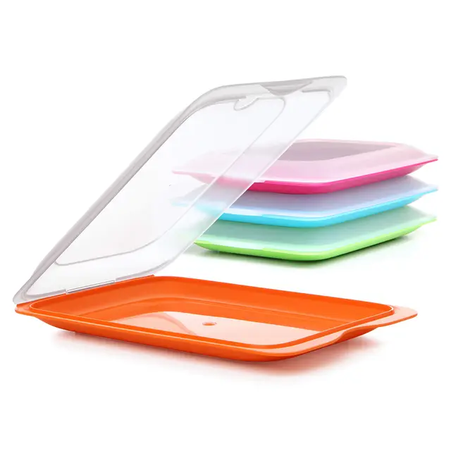 TATAY Boîtes a Charcuterie Fresh | Set de 4 Standard | Boite Jambon Conservation Frigo, Empilable | Passe au Congélateur, Micro-ondes et Lave-vaisselles | Sans BPA, 17x3,2x25,2cm, Couleurs Variées