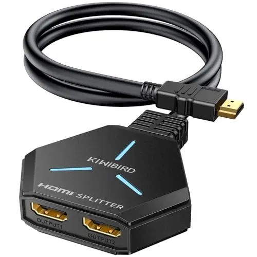 KiWiBiRD Splitter HDMI 2 Sorties simultanées, repartiteur HDMI 1 entrée 2 Sorties, duplicateur HDMI 4K 1440p 1080p HDCP 3D Compatible avec PC Ordinateur Portable PS4 PS5 Box TV projecteur