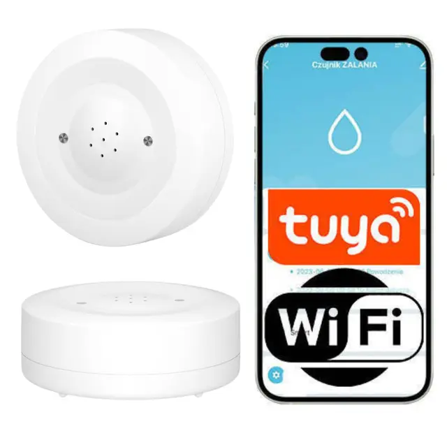 Sone Smart One Détecteur Fuite d’Eau WiFi Connecté – Capteur Inondation sans Passerelle, Alarme Sonore Réglable, IP55, Compatible Tuya Smart Life, Alertes Smartphone, 2X AAA, 2.4 GHz