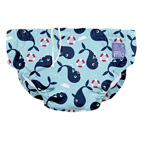 Bambino Mio, Couche de bain Lavable Révolutionnaire, pour bébés et tout-petits, unisexe, pour garçons et filles, baie des baleines, M (6-12 mois)