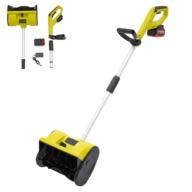 Fraise à neige électrique sans fil avec batterie et chargeurs, largeur de travail 32 cm, portée de jet 8 m, hauteur de neige max. 16 cm, régulateur, 2200 tr/min (vert)
