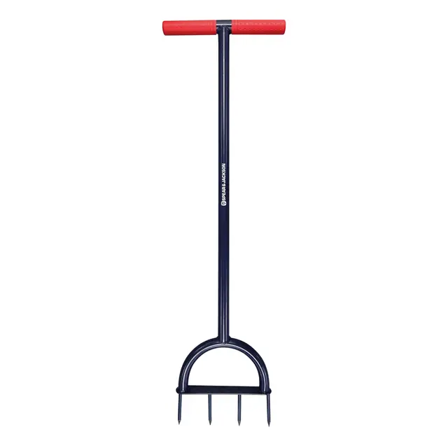 Spear & Jackson 4852LSA Aérateur de pelouse à Pointes en Acier Carbone, Construction Tout métal, poignée en T Large avec Grips antidérapants et Repose-Pied intégré