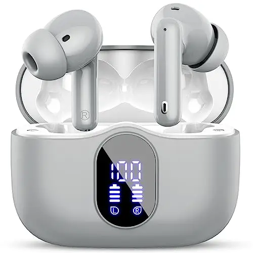 Btootos Écouteurs Bluetooth 5.3, Écouteur sans Fil avec 4 ENC Réduction Antibruit Mic Casque Bluetooth Hi-FI Son Stéréo, 36 Heures Durée de Lecture, IP7 Etanche, Écran LED, Contrôle Tactile