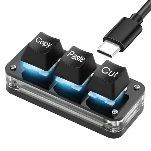SinLoon Mini Clavier à 3 Touches Couper-Copier-Coller claviers programmables avec lumière LED Clavier Macro mécanique échangeable à Chaud pour Le Travail et Les Jeux