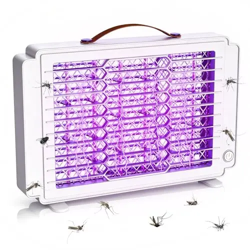 Lampe Anti Moustique, 360 ° UV Lampe Mouche, 2700V 1200mAh Moustique Electrique, Wandmontierter Insektenvernichter Elektrisch pour Cuisine Intérieur Extérieur Camping