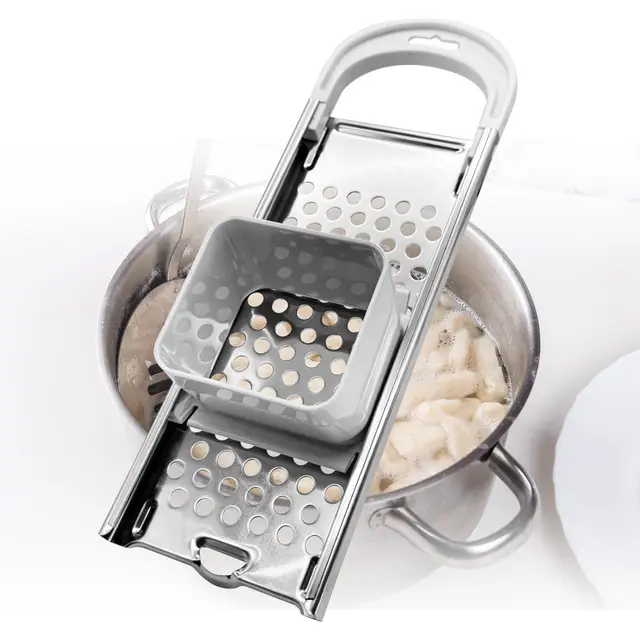 Râpe à Spätzle, Râpe Spaetzle en Acier Inoxydable avec Plastique Poignée, Machine Eminceur de Spätzles avec Glissière Pâte pour Spaetzle et Knepfle Faits Maison, Passe au Lave-Vaisselle
