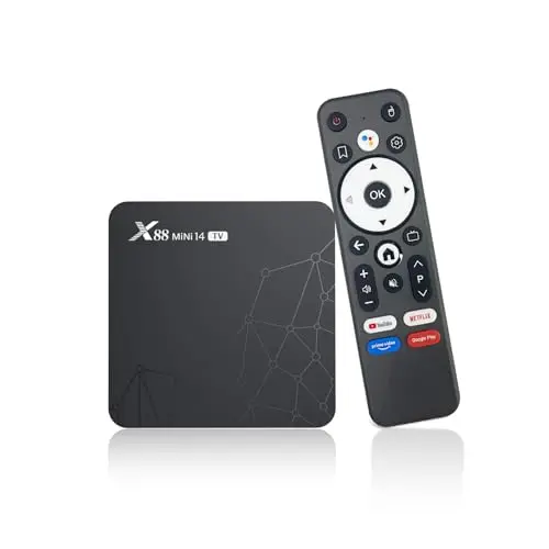 TV Box Android 14.0, Android Box 2GB RAM 16GB ROM RK3518 Quad Core,100M Ethernet 2.4G / 5G Dual WiFi 6/Bluetooth 5, Voice Control 4K HDR10 Boîtier TV Android