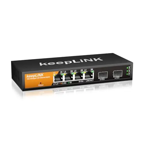 6 Ports 2.5G Smart Web Managed Switch, 4 x 2.5G Base-T Ports, 2 x 10G SFP+ Slots, Support Static Link Aggregation, QoS/VLAN/IGMP, Silencieux, sans Ventilateur, de Bureau / Montage Mural