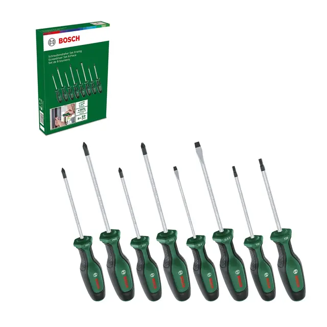 Bosch Home and Garden Home and Garden Set de 8 tournevis Bosch (8 tournevis High Performance pour projets DIY; acier S2 ; softgrip ; pointe magnétique)