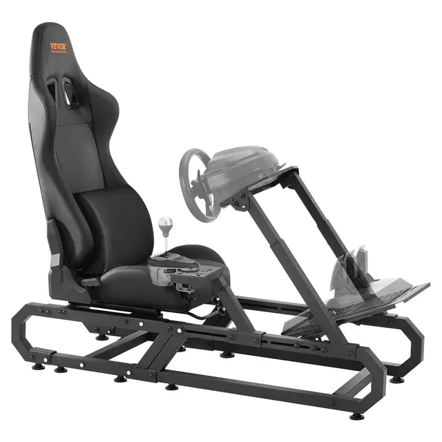 VEVOR Support de volant de course compact, cockpit de simulateur de conduite en acier robuste, charge 150 kg, support de volant et pédale réglables, pour Logitech G923/G920/G29, Thrustmaster T248P