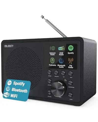 Majority Radio Internet WiFi avec Bluetooth 5.2 | Radio Dab+ & FM avec 40 Préréglages | Spotify Connect & Podcasts | Frontier Oktiv App Control | Haut-parleurs DSP Touro