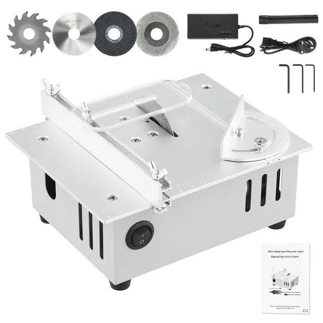 Mini Scie Circulaire de Table, Scie Circulaire Miniature Portative, Scie de Table 96W avec 7 Vitesses Ajustables, 0,1-15mm lame de scie réglable, Idéale pour Bricolage, Modélisme et Travaux Manuels
