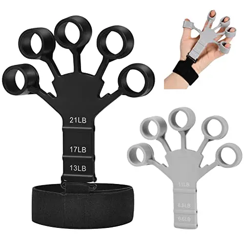 Vicloon Hand Grip Musculation, Musculation Main Kit, Entraîneur de Doigts, Pince de Musculation Antidérapante, Renforceur de Poignée Paquet, Réglable D'entraînement des Doigts en Silicone
