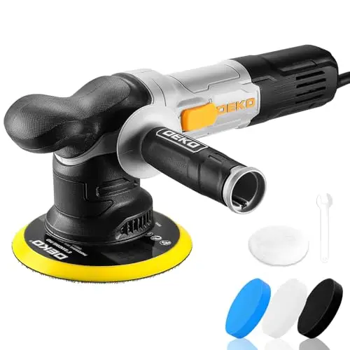 Polisseuse Orbitale 800W: DEKOPRO Double Action Polisseuse Voiture impliquer Pad 150 mm et Orbite de 9 mm, 6 Vitesses Variables 1800-5500 RPM- lustreuse Idéale pour Détailing, Polissage et Cirage Auto