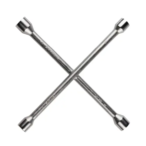 DUNLOP Croix Roue Voiture - Clé Démonte Roue aux Dimensions 17-19-21-23 mm - Clés en Croix pour Roues - Clé de montage - Cle Demonte Roue Voiture - 27 x 27 cm - Acier - Argent