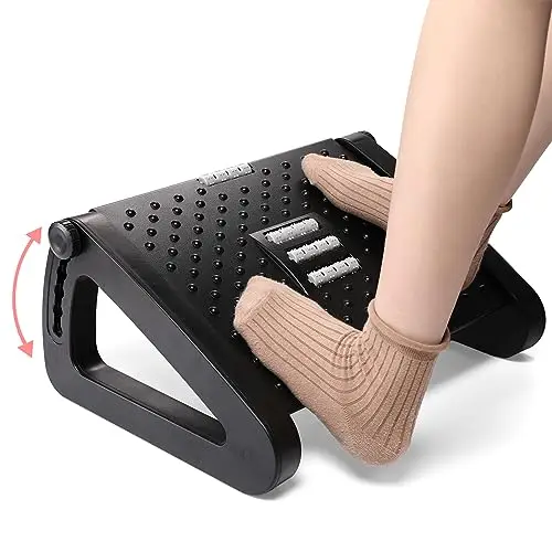 Mkitnvy Repose-Pieds bureau Avec Fonction Massage, Repose-pieds ergonomique, 6 réglables en Hauteur, pour Une Meilleure Circulation Sanguine dans Les Jambes pour bureau/maison/voyage