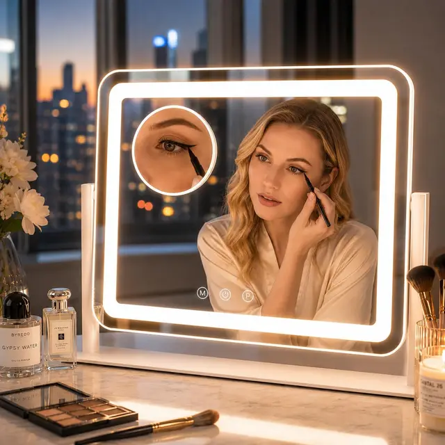 Sucedey Miroir Maquillage LED Hollywood 46x36 cm Blanc