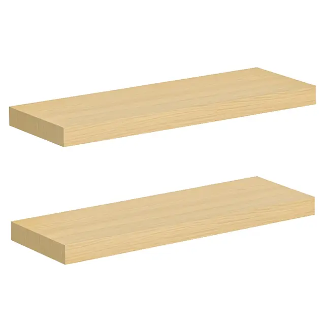 HOOBRO Étagères Murales, Lot de 2, Tablettes Flottantes, Suspendues, avec Supports Cachés, Longueur 60 cm, pour Salle de Bain, Chambre, Toilettes, Cuisine, Bureau, Salon, Naturel ENL60BJ01