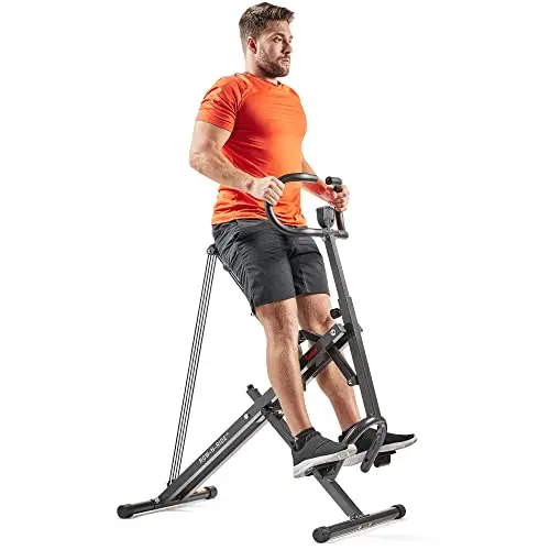 Sunny Health & Fitness Appareil Row-N-Ride Squat Assist, Équipement d’Entraînement Pliable avec Résistance Réglable, Machine de Fitness à Domicile pour Travailler Bras, Fessiers et Jambes, Option Plus