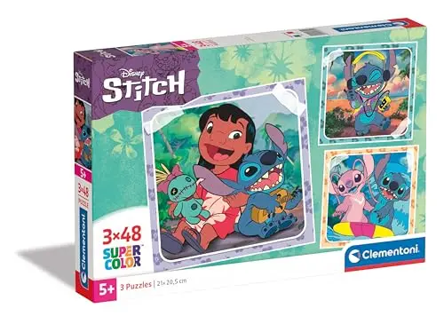 Puzzle Disney Stitch Supercolor 3x48 Pièces - Jeu Éducatif Calme - 5 Ans+