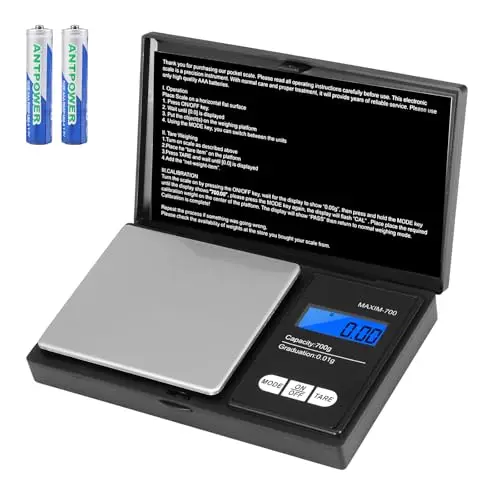 Oderra Balance de Precision 700g/0.01g, Balance à Bijoux Portable Avec Écran LCD Rétroéclairé, Contient 2 Piles, Idéal pour Les Bijoux, L'or, Le Café, et La Nourriture