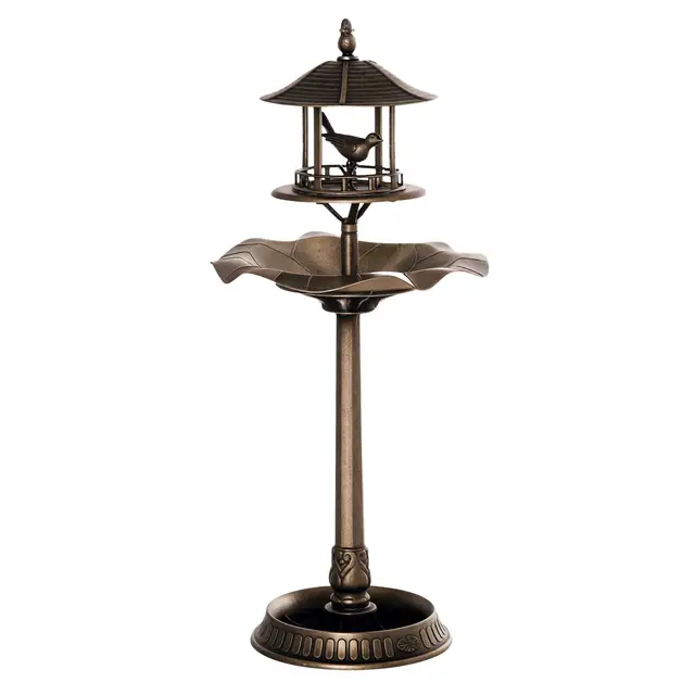 Outsunny Bain d'oiseaux Abreuvoir pour Oiseaux jardinière 3 en 1 dim. Ø 50 x 113H cm polypropylène Bronze Antique