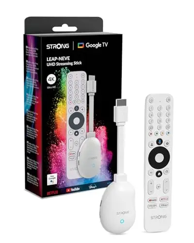 STRONG Leap-Neve 4K UHD Streaming Stick, Dolby Vision et Audio, HDR10+, 2 Go De RAM + 8 Go De Stockage Flash, WiFi 6, Android 12, Port Ethernet, HDMI 2.1 - Blanc