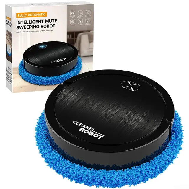 Robot de nettoyage automatique du sol humide et sec double mode de chargement USB fin, pour le nettoyage du sol de la maison (8688 noir)