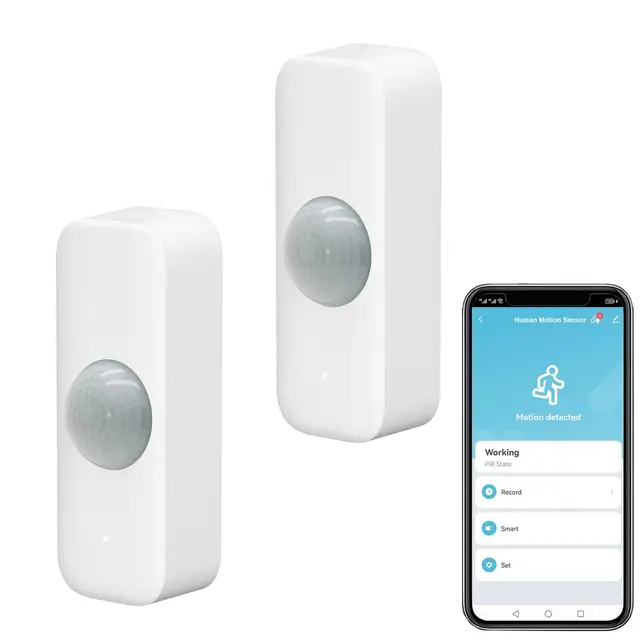 Détecteur de Mouvement Smart, WiFi capteur de Mouvement Infrarouge pour système d'alarme, détecteur de capteur avec Surveillance à Distance Via l'app, Notifications d'alerte, Alexa.2PCS