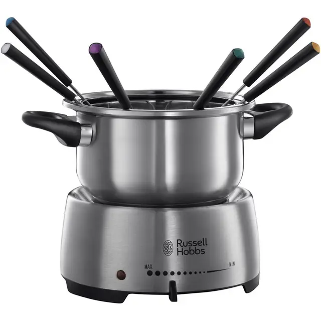 Russell Hobbs Appareil à fondue électrique [Température constante] Fiesta (Fondue au fromage, au chocolat/à l'huile/bouillon, 6 Personnes, Caquelon en inox 2L lavable lave-vaisselle, 1200W) 22560-56