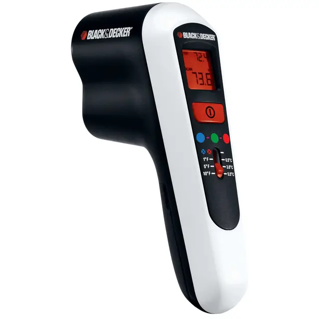BLACK+DECKER TLD100-XJ Détecteur De Fuites Thermiques Sans Fil - Indicateur Lumineux Pour Identifier Les Défauts D'isolation - Idéal Pour Faire Des Économies D'énergie, 9V, Blanc/Noir