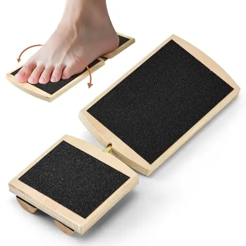 Planche d'équilibre à Une Jambe, Entraîneur de Cheville en Bois, Balance Board Cheville, Planche d'équilibre de Cheville pour l'étirement de la Cheville, Correction de la Posture