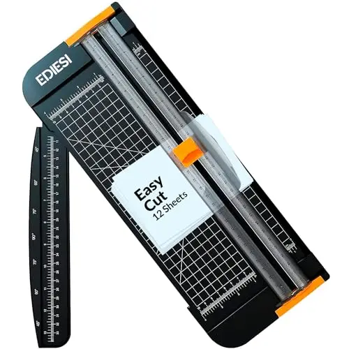 Ediesi, Massicot, A4, Coupe Papier, Guillotine, pour Home, Verrouillage automatique, avec règle d'extension, pour le papier, les photos, les coupons et les étiquettes (Noir)