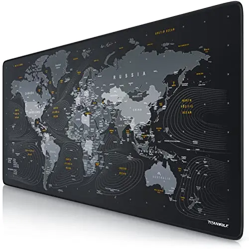 CSL Tapis de souris XXL Speed Gaming Titanwolf - Carte du monde - 900 x 400 mm - XXL - Grande taille - Améliore la précision et la vitesse