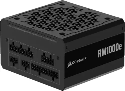 CORSAIR RM1000e (2025) Alimentation ATX Modulaire & Silencieuse – Noir | Avec Câble 12V-2x6, Compatible ATX 3.1 et PCIe 5.1, Efficacité Cybenetics Gold, Condensateurs Évalués à 105°C