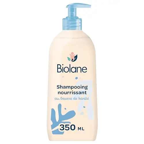BIOLANE Shampooing Nourrissant Bébé Cheveux Secs et Bouclés 350ml | Hydrate et Assouplit les cheveux, 96% d'ingrédients d'origine naturelle, Démêle efficacement, Fabriqué en France